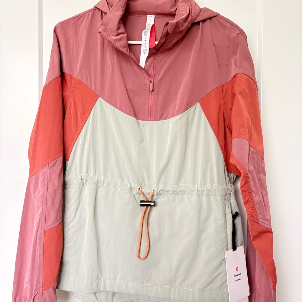 Lululemon Evergreen Anorak Pink, Coral & Mint Colorblock Utility Jacket